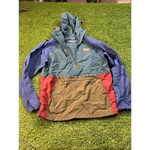 LL Bean Colorblock Hooded Anorak Jacket Pullover Windbreaker Size S
